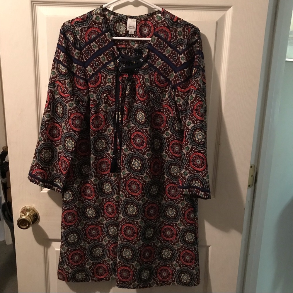 Lace up shift dress